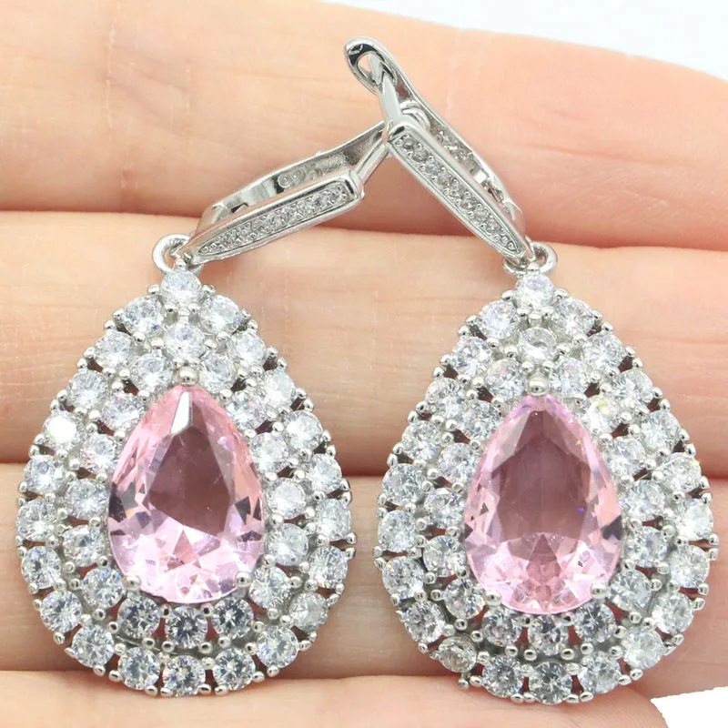 

33x27 мм Розовая Малина родолит гранат синий Аквамарин дамские свадебные серебряные серьги