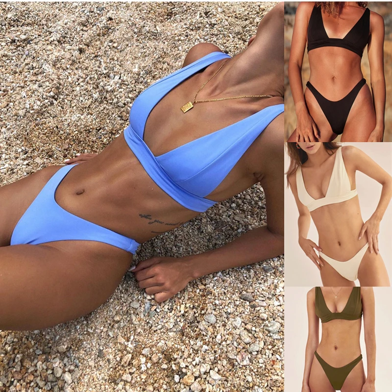 

2022 New Sexy Bikini Set Solid Swimsuit Women Swimwear Push Up Bikini Brazilian Bathing Suit Summer Beach Wear Swimming Suit XL