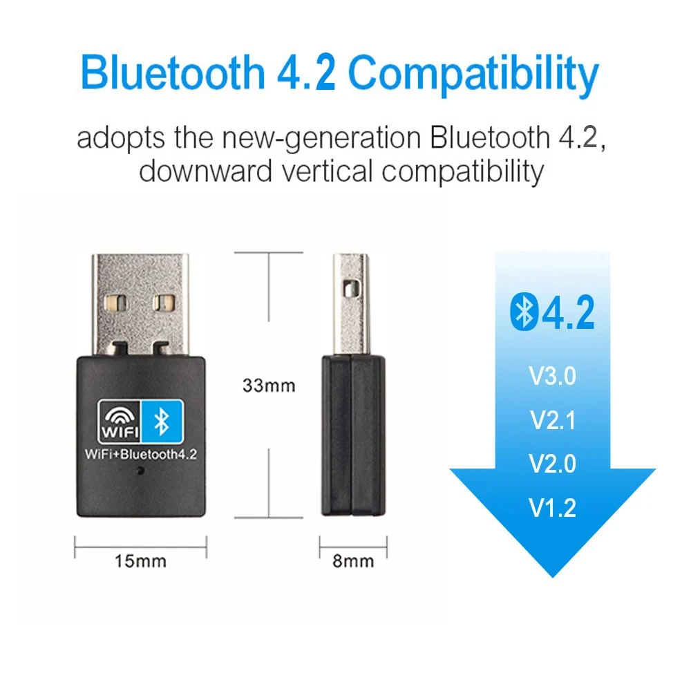 Фото Беспроводной адаптер KEBIDUMEI WiFi Bluetooth, 150 Мбит/с, мини-USB-приемник, 2,4G, Bluetooth 4,2, сетевая карта для настольных ПК, ноутбуков, ПК №5