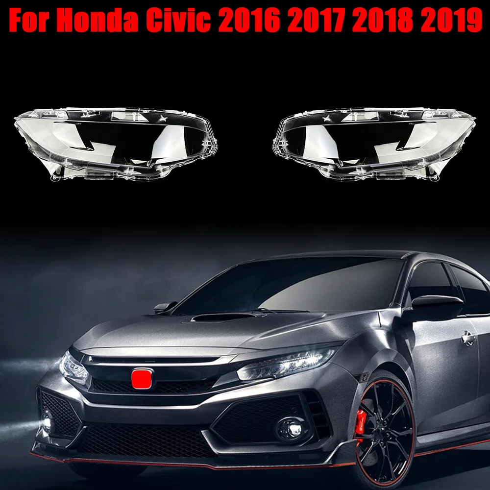 

For Honda Civic 2016 2017 2018 2019 Front Lamp Shade Lamp Headlight Mask Headlights Shell Lampshade Cover Lens Glass