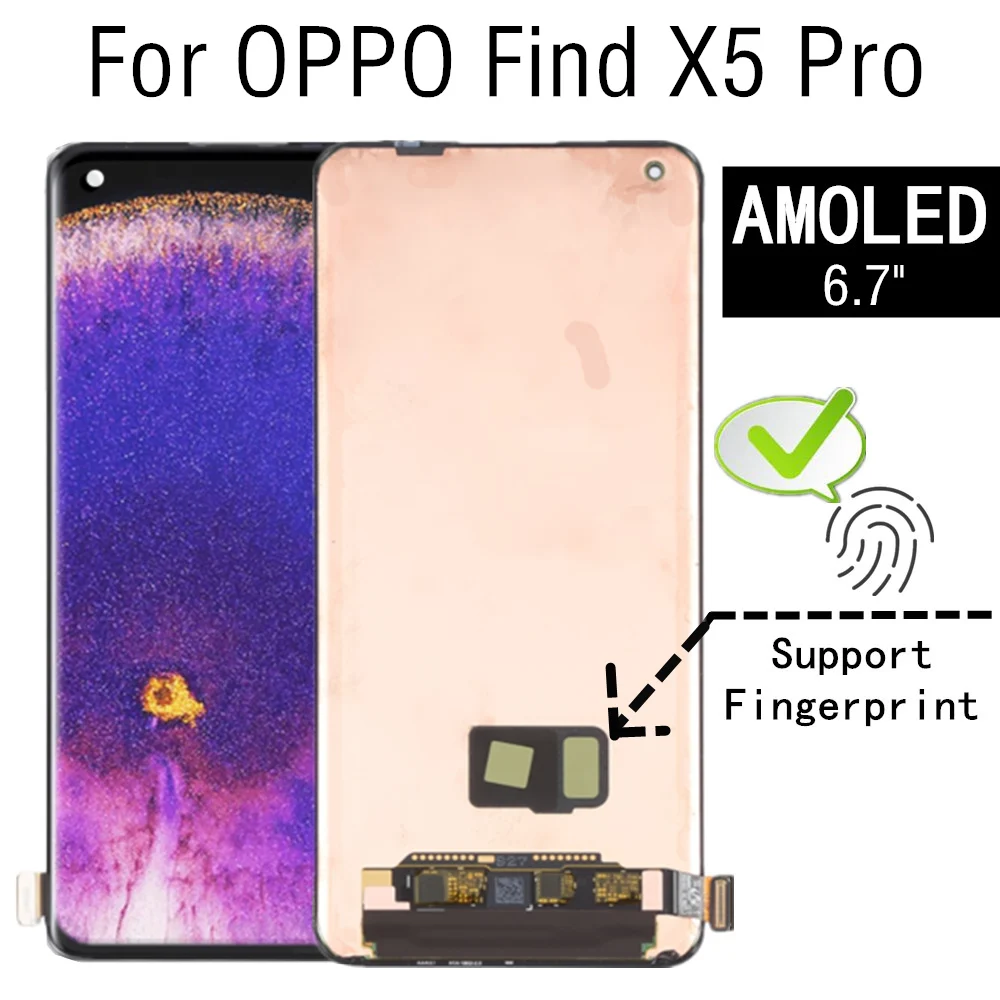

6.7" AMOLED For OPPO Find X5 Pro LCD Display Touch Screen Digitizer Assembly Replacement Accessory PFEM10 CPH2305 PFFM20 Screen