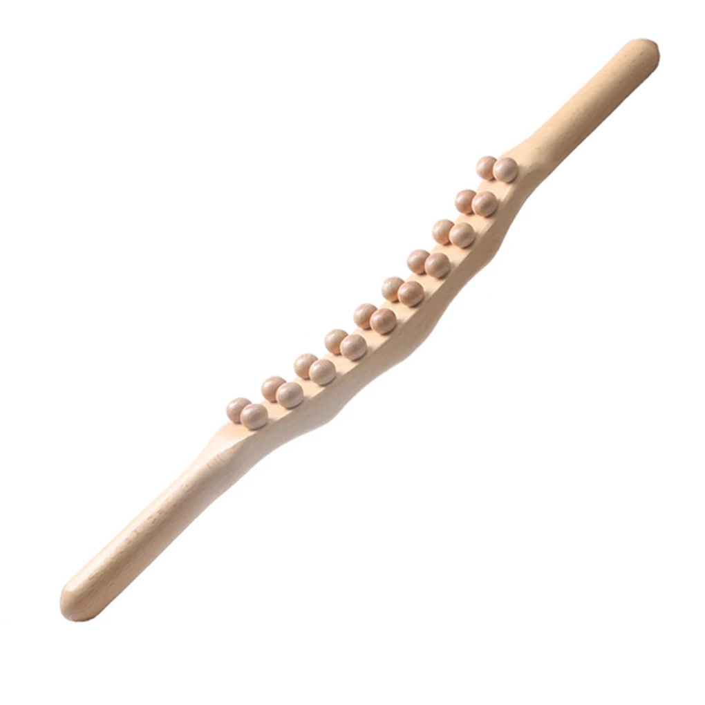

Wood Massager Leg Scraping Massage Rod Stick Adults 20 Beads Professional