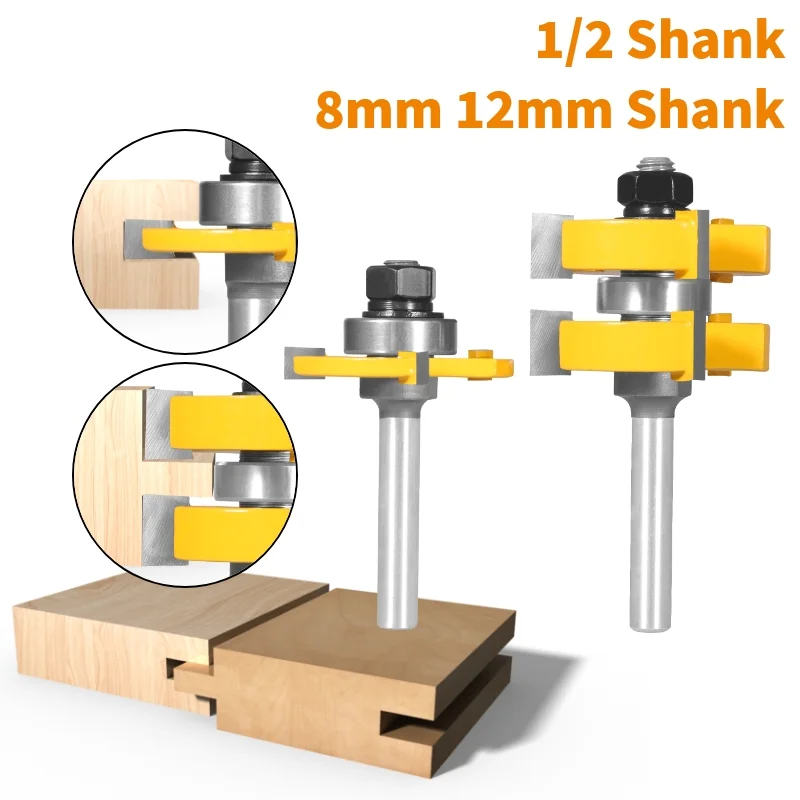 

2PCS Single Bearing T&G Assembly Router Bit Woodwroking Milling Cutter For Wood Tools