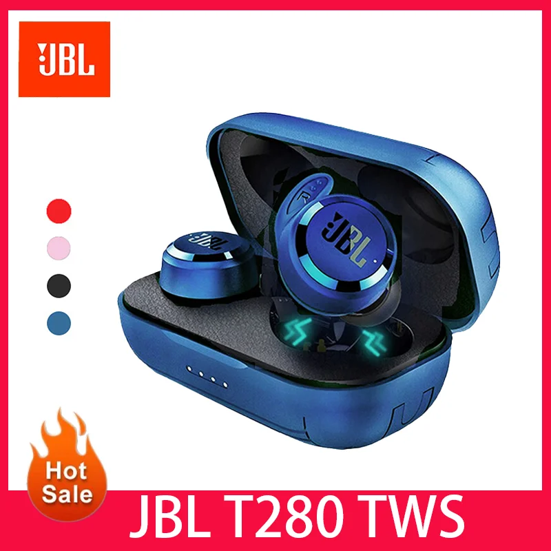 

JBL T280 TWS Wireless Bluetooth Earphone Sports Earbuds Deep Bass Headphones Waterproof Headset with Charging Case