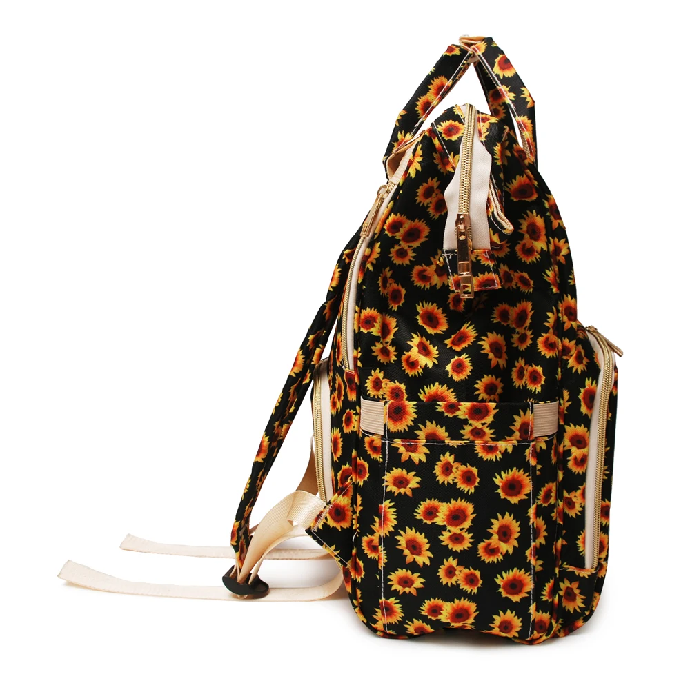 Multifunctional Mom Diaper Backpacks Baby Nappy Bags Sunflower Waterproof Mummy Diaper Bag Large Capacity Backpack For BabyCare