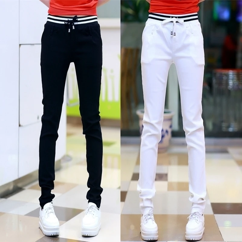 

New Summer Women Harem Pants All-match Casual Cotton Pants Elastic Waist 4XL Size Black White Trousers Pantalones Mujer E35