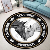 love horse premium round rug 3d printed rug non slip mat dining room living room soft bedroom carpet 03
