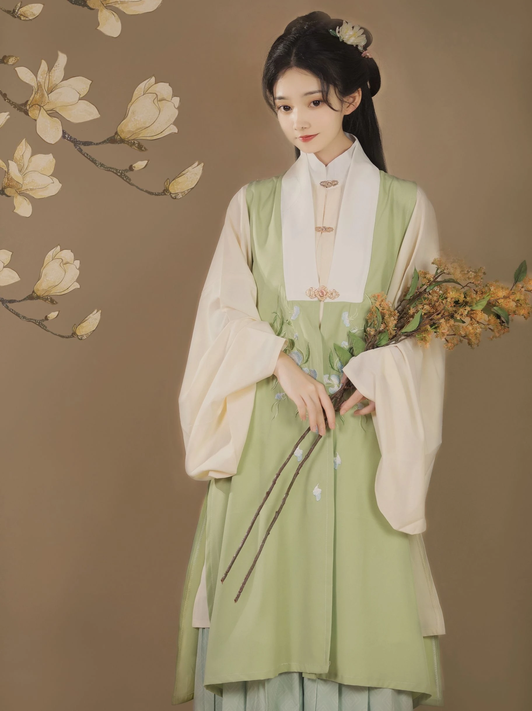 

Chinese Traditioanl Ming Dynasty Hanfu Set Vest Hanfu Dress Fairy Folk Dance Costume Oriental Ancient Princess Cosplay Suit T1