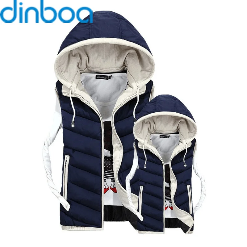 

Dinboa размера плюс 4xl зимний утолщенный теплый жилет женский съемный хлопковый жилет на молнии с капюшоном Женская куртка без рукавов жилет