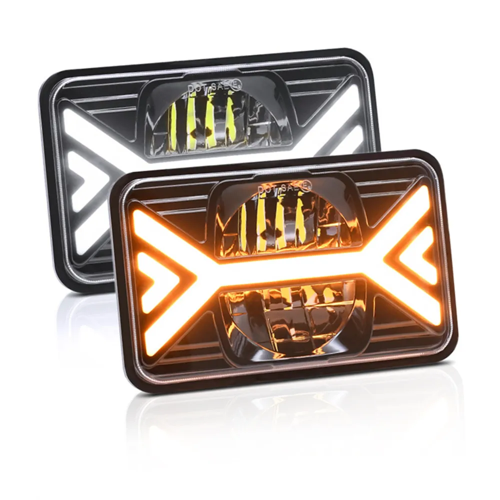

2Pcs 4x6 Inch LED Headlight Assembly H4 Hi/Lo Beam Rectangler Headlamp For Truck Jeep Cherokee XJ Chevy Ford GMC