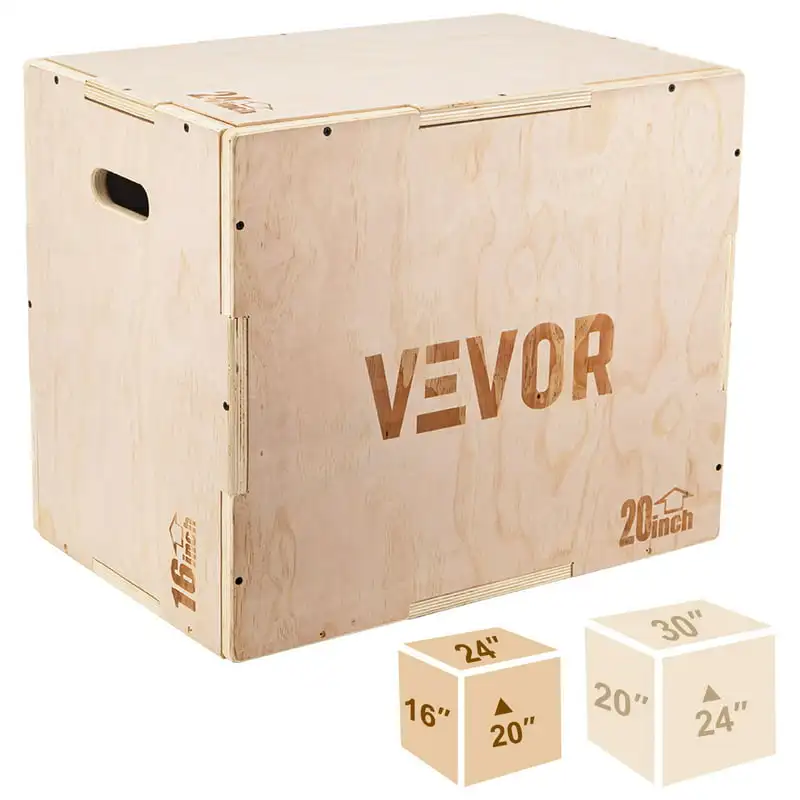 

Wood Plyo Box 386LB Capacity Exercise Box Plyometric Jump Box with Internal Cross Bracing Plyo Box for Crossfit Training Plyomet