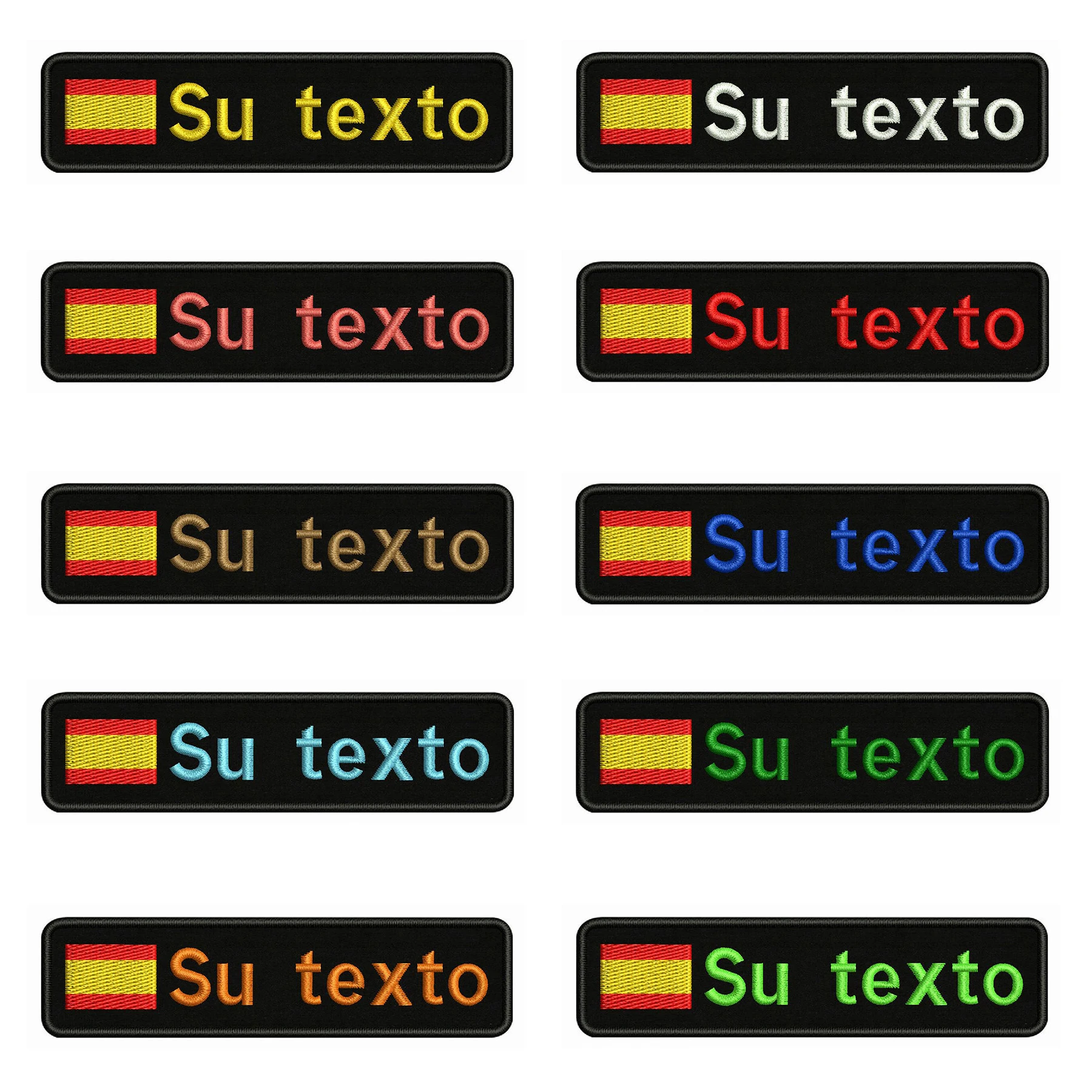 

Spanish Flag Spain 10X2.5cm Embroidery Custom Name Text Patch Stripes Badge Iron On Or Velcros Patches For