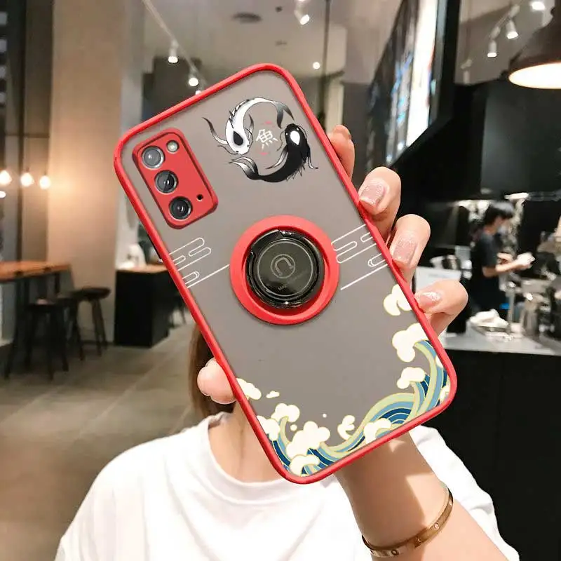 Чехол для телефона Note20 Balance of Koi с кольцом Samsung Galaxy Note 20 10 9 8 Ultra Plus M54 M34 M33 F15 M14 M13