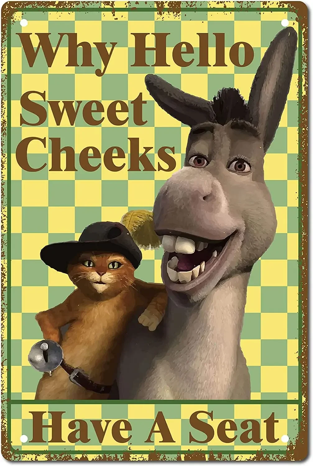 

Жестяная Табличка на стену с изображением осла, кошки, почему Здравствуйте, милых щек, винтажные жестяные знаки, забавная металлическая Жестяная Табличка для ванной комнаты