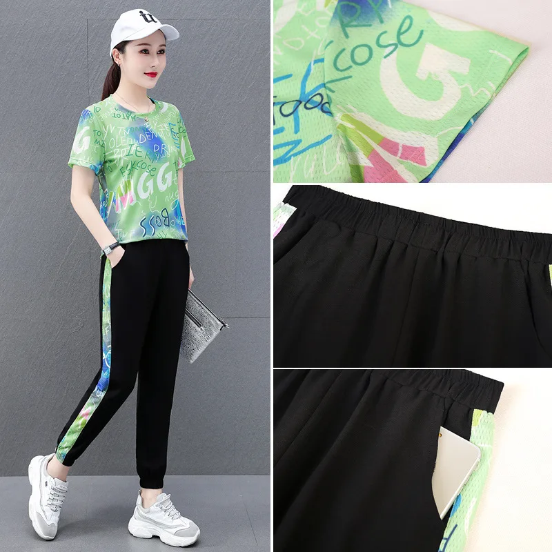 Женский летний комплект из двух предметов DHfinery футболка с коротким рукавом и
