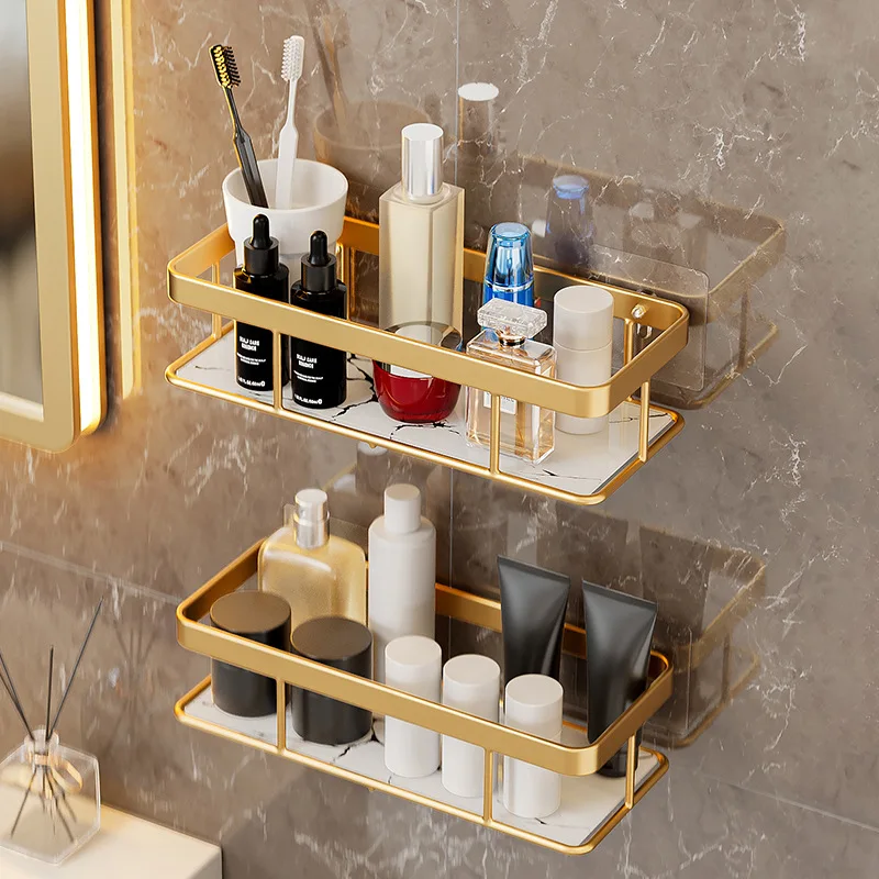 

Bathroom Rack Punch-Free Bathroom Storage Rack Washstand Storage Wall Mount