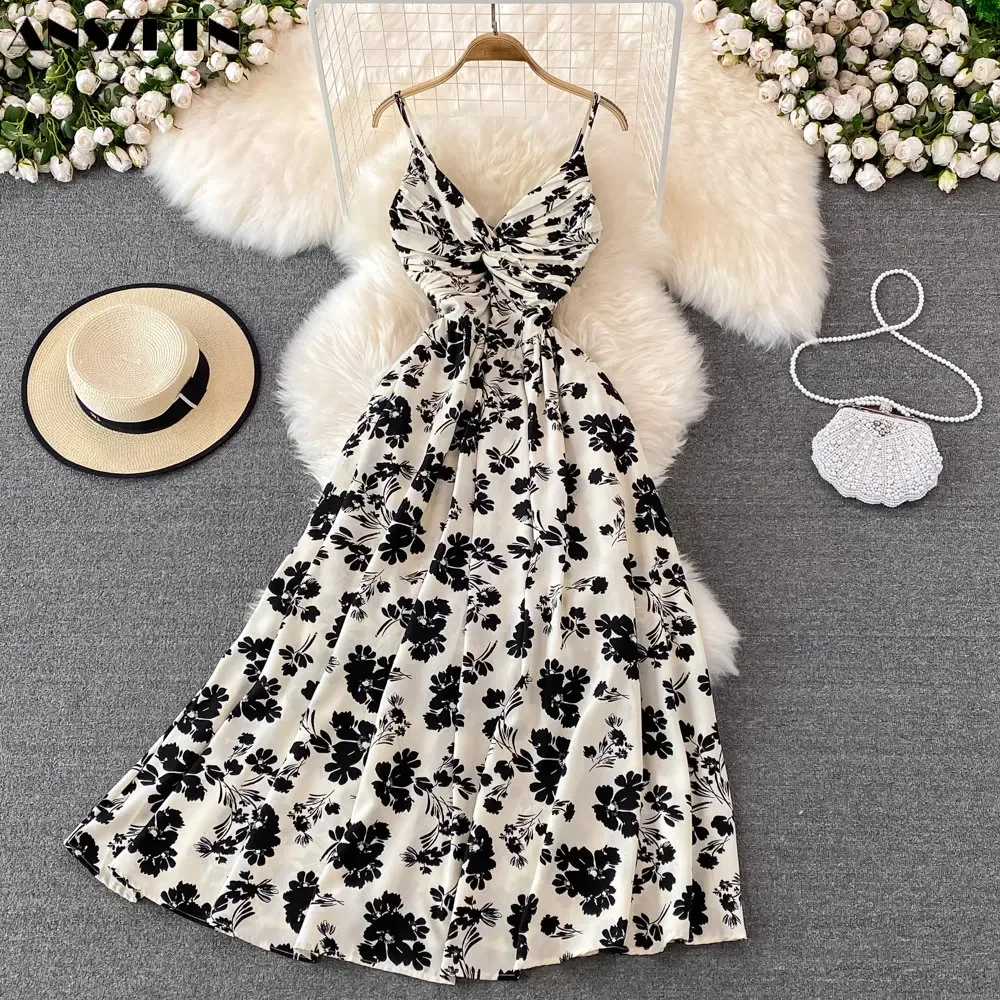 Весенне-летнее сексуальное платье ANSZKTN с полым принтом и тай-дай кружевное