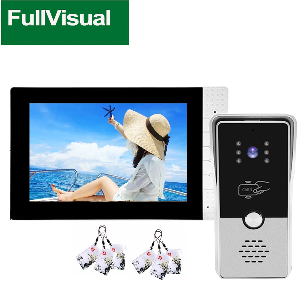 Fullvisual 7 Inch Home Intercom System with Doorbell Camera Wired Video Door Phone Unlock Talk Dual Way Night Vision