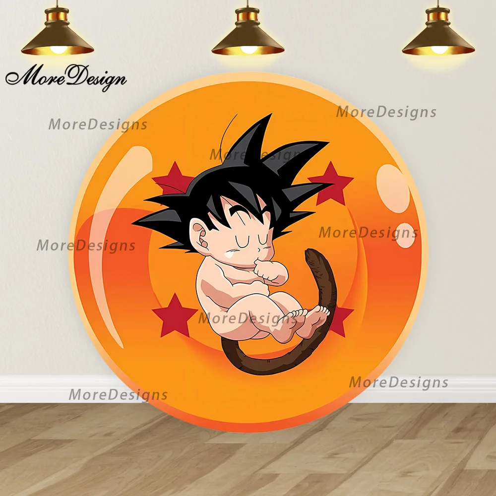 Фото Dragon Ball Гоку круглый фотофон детский душ цилиндр чехлы для мальчиков день рождения украшения фотография фон №2