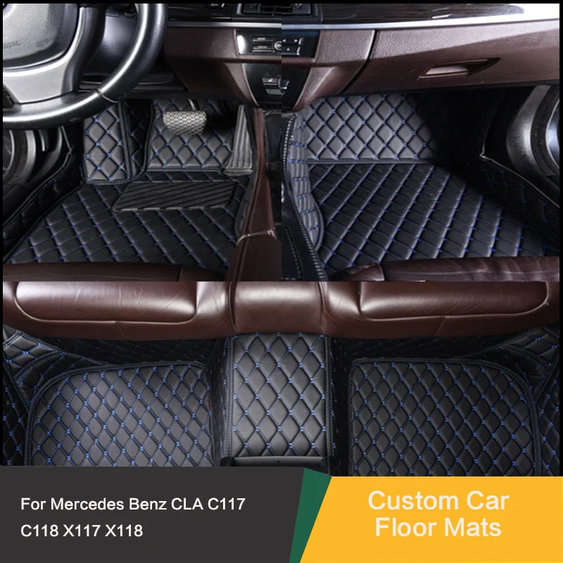 

Изготовленные на заказ автомобильные коврики специально для Mercedes Benz CLA C117 C118 X117 X118 Водонепроницаемые и нескользящие кожаные ковры Автомобильные аксессуары