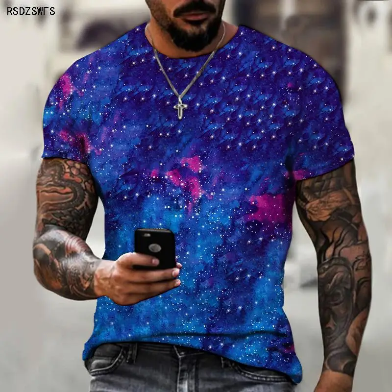 

Gypsophila 3D printing men's short-sleeved 2021 summer men's T-shirt short-sleeved sweatshirt art street Harajuku