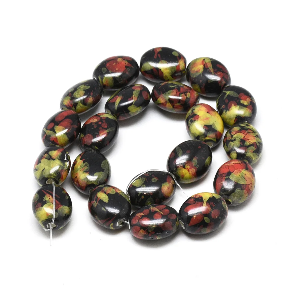 200pcs Handmade Porcelain Beads Fancy Antique Glazed Porcelain Oval Spacer Beads For Necklace Braclet Diy Jewelry Making Decors