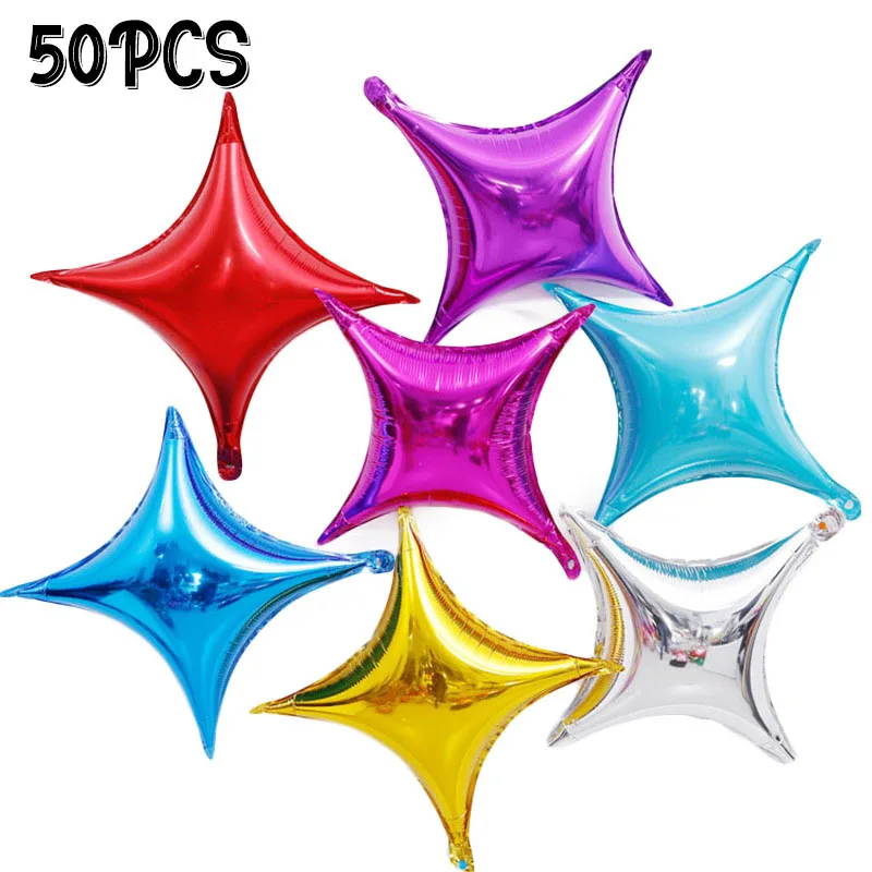

50Pcs 10inch Four-pointed Star Foil Balloons Gold Green Blue Metallic Balloons Air Globos Baby Shower Birthday Party Decoration