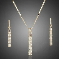 fashion creative diamond studded cylindrical rod earrings necklace set accessories ladies new temperament diamond jewelry