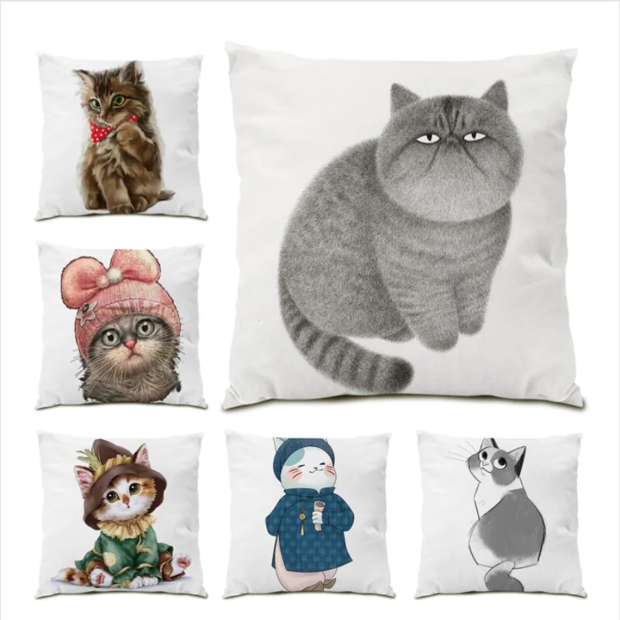 

Decoration Home Dog Throw Pillow Covers Cushion Cover 45x45 Cartoon Animal Living Room Decoration Square Oil Painting Sofa E0438
