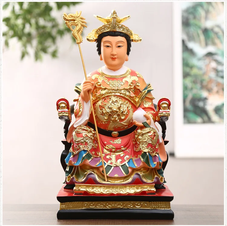 A pair 2PCS Large Asia Temple Worship HOME efficacious blessing Golden WANG MU YUHUANG DADI Jade Emperor God FENG SHUI statue