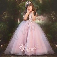 baby pink aline toddler flower girl dress birthday appliquesteen wedding party dresses fashion show first communion customised