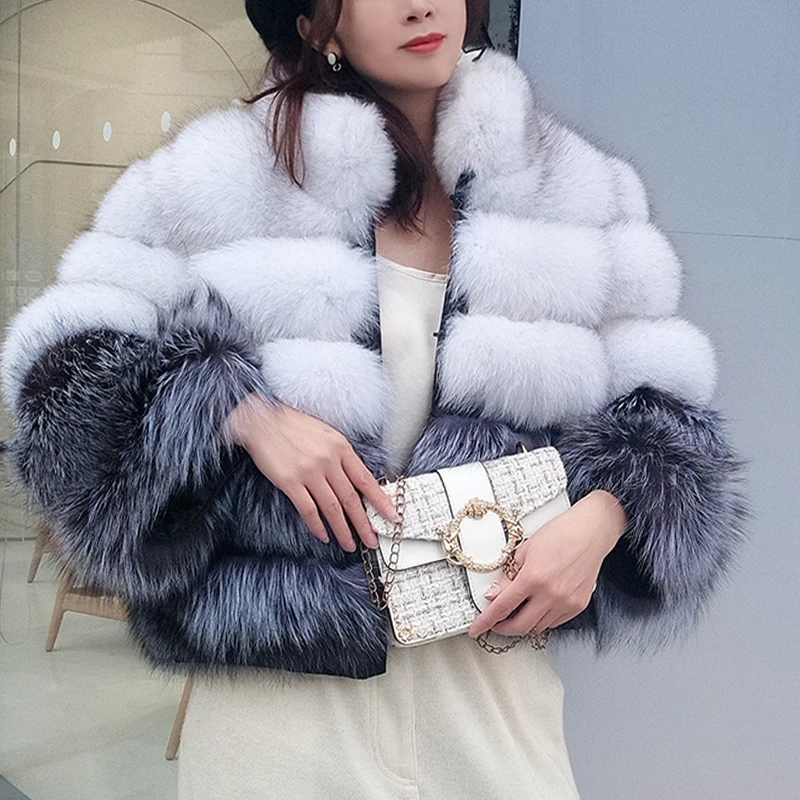 Women's Winter Coat Real Fox Fur Jacket Luxury Natural Fur Clothes Thick Warm Collar Down Jacket Party Sexy Nightclub Child 2022