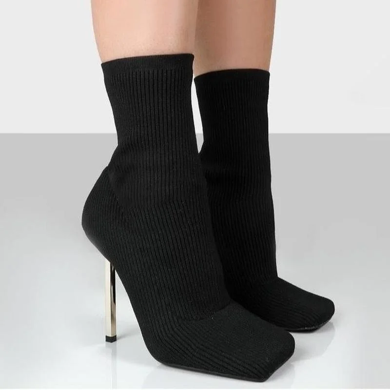

2023 Fashion Design Sexy Sock Boots Knitting Stretch Boots High Heels for Women Fashion Shoes Autumn Winter Ankle Boots Booties