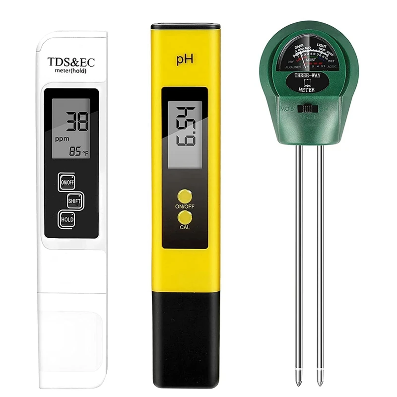 

PH Meter, TDS PPM Meter, Soild PH Tester, 3 In 1 For Home Water And Garden Soil Use