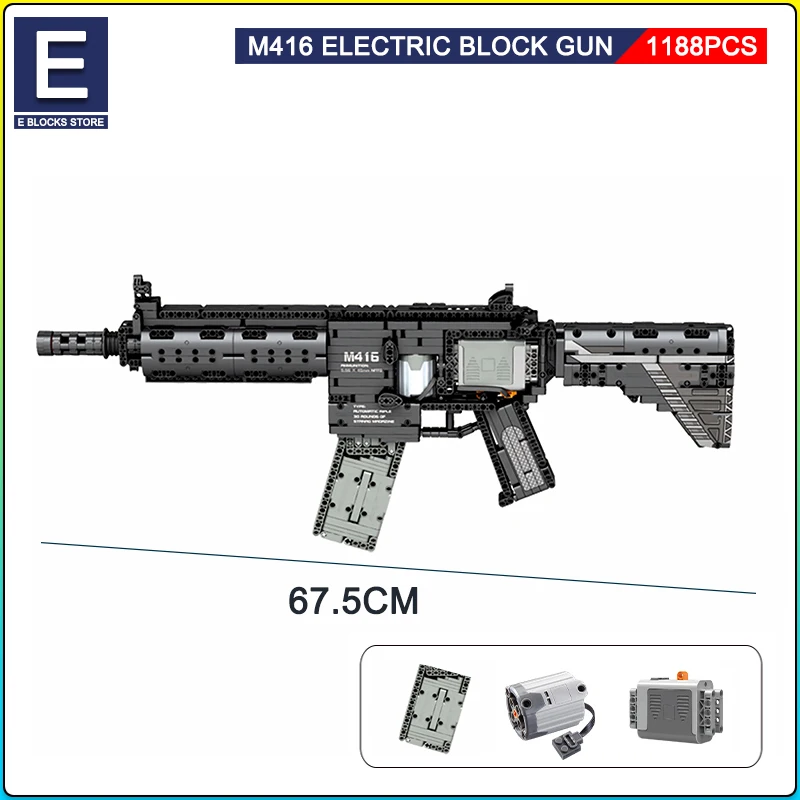 Конструктор Военная электрическая винтовка M416 WW2 модель совместима с
