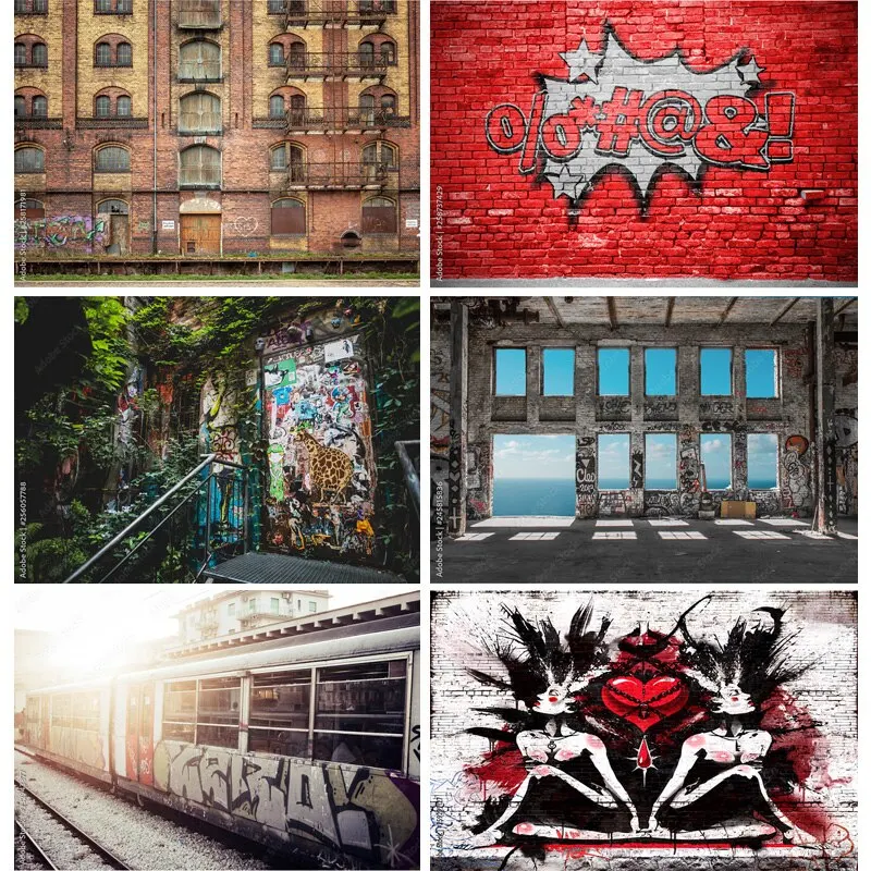 

Less Wrinkles Graffiti Theme Photography Backdrops Studio Props Vintage Brick Wall Photo Photography Background 211219 SKT-02
