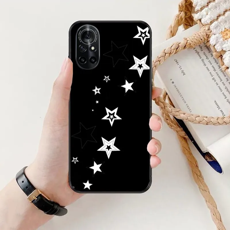 Эстетический чехол для телефона Y2K со звездами Honor 70 50 20 7S X9 X8 X7 Magic 4 3 Pro черный