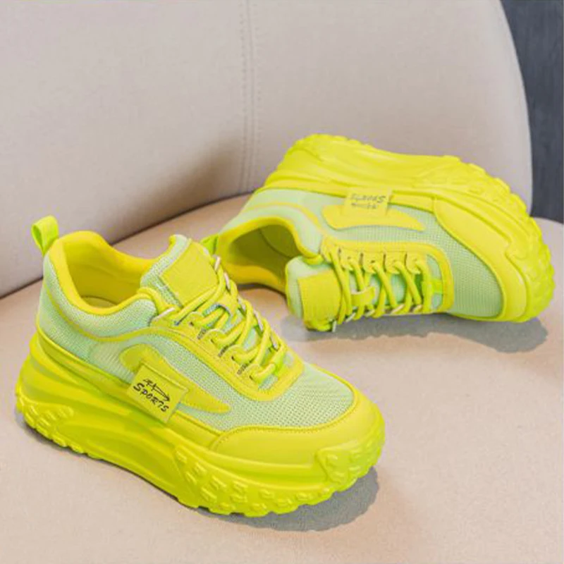 2023 Air Mesh 7cm Genuine Leather Women Casual Shoes Platform Breathable Soft Soles Sneakers Chunky Women Summer Female Shoes