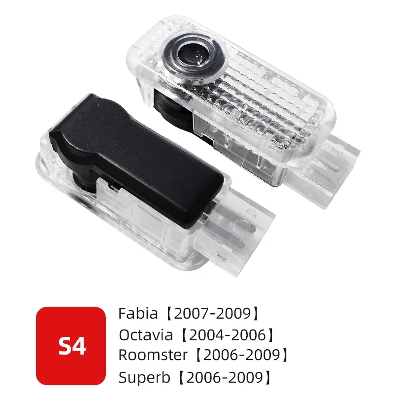 

2 шт. автомобильный светодиодный проектор с логотипом призрака, лампа для авто двери, приветственные теневые огни для skoda Superb SUPERB Superb Octavia Fabia Roomster