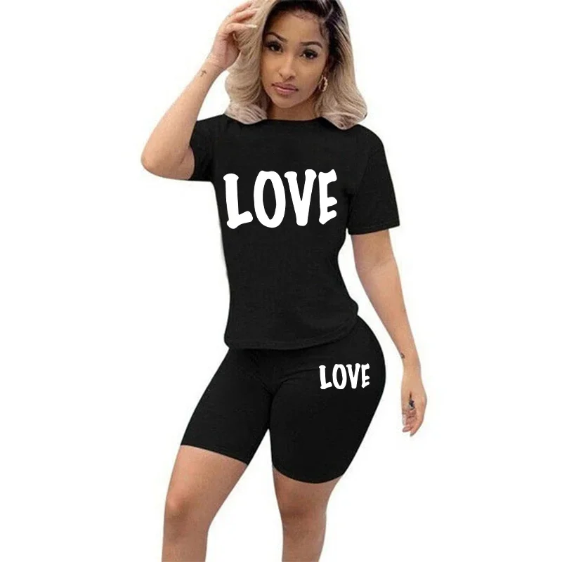 Футболка женская облегающая с круглым вырезом и принтом повседневный комплект