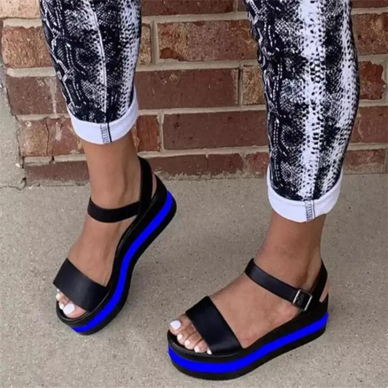 

New Arrivals Big Size 43 Summer Sandals Woman Shoes Platform Buckle Strap Beach Leisure Sandal Cross-tied Height Increasing