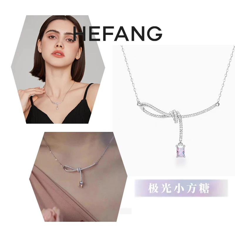 Hefang Where Aurora Ribbon Knot Choker Women Advanced Original Design Necklace Birthday Gift