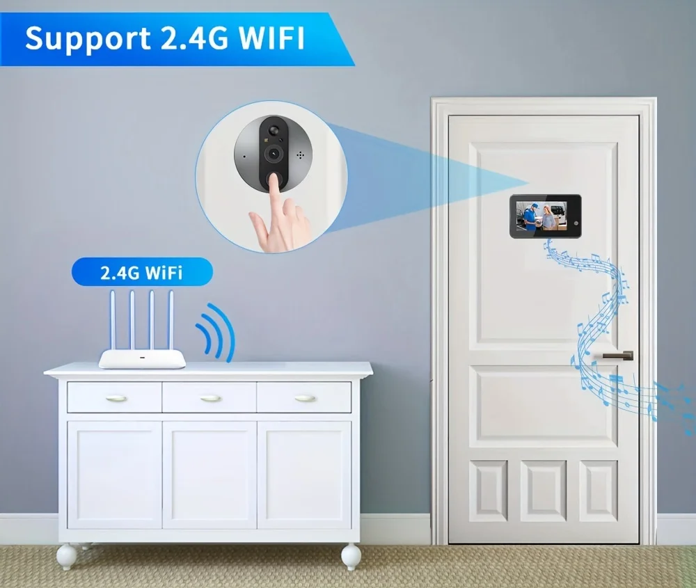 iCam365 Открытый беспроводной дверной звонок 4,3-дюймовый экран двустороннее аудио 3-мегапиксельная запись 60-х годов цифровой Wi-Fi глазок для безопасности квартиры (art.: 3920cc98cf389) - 3920cc98cf389