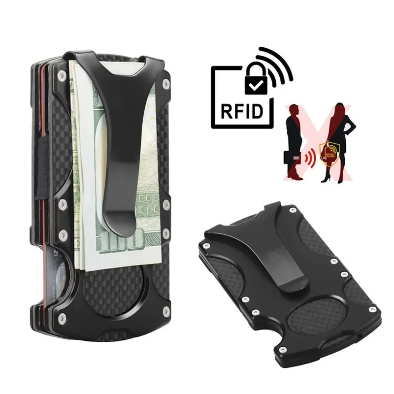 

Men's Card Clips Carbon Fiber Aluminum Alloy Wallet Money Clips Ultra-Thin Design RFID Blocking Technology Minimalist Wallet