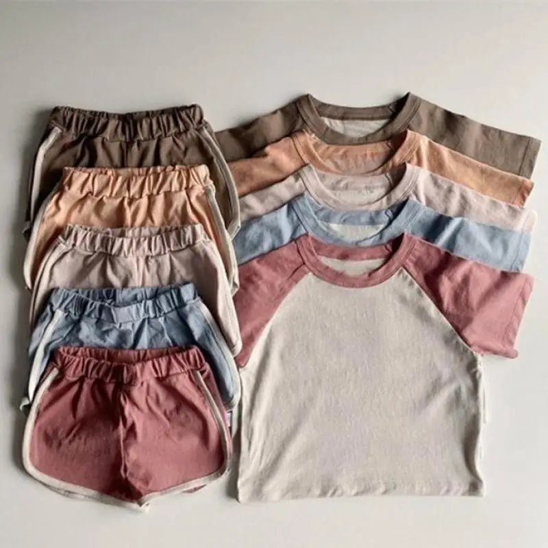 2022 Summer New Toddler Baby Clothing Set Cotton Patchwork Short Sleeve T-shirt +Shorts 2pcs Suit Kids Boys Girls Casual Clothes |