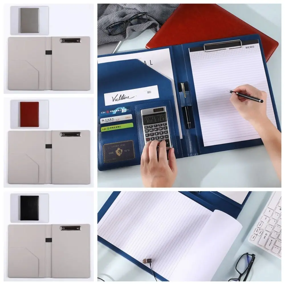 

A4 Business Padfolio File Folder for Document Holder Clipboard Folder PU Leather Organizer Meeting Writing Pad Office