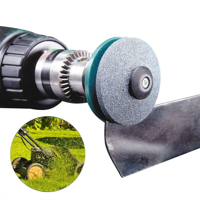 

1 PCS 50MM Faster Grass Trimmer Lawn Mower Sharpener Lawnmower Blade Sharpener Universal Grinding Rotary Drill Cuts