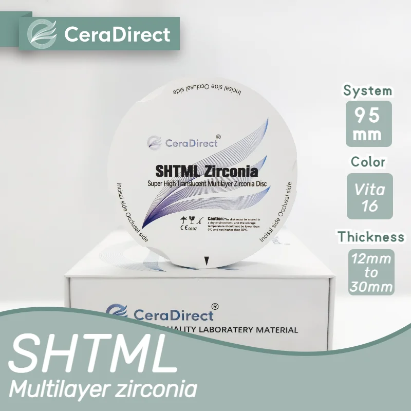 

Ceradirect SHT-ML Multilayer Zirkonzahn System (95mm) Thickness 25mm for Dental Lab CAD/CAM Screw-retained Framework