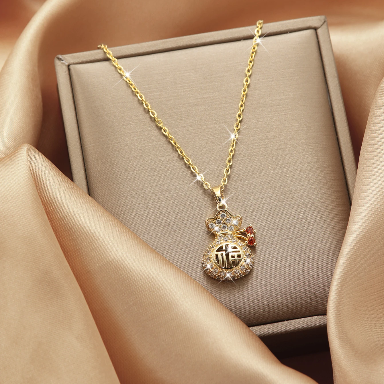 Милое Ожерелье С Подвеской На Удачу И Креативными Женскими Украшениями Fianit Для