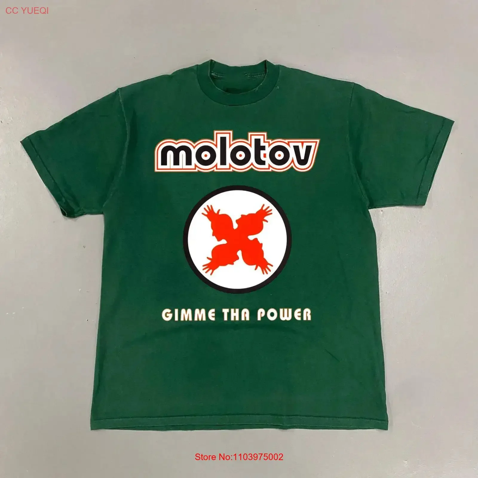 Фото Редкая винтажная футболка Molotov Gimme tha power Fan Green, все размеры, модель KK127, повседневная, модная, мягкая, для ежедневной носки №1